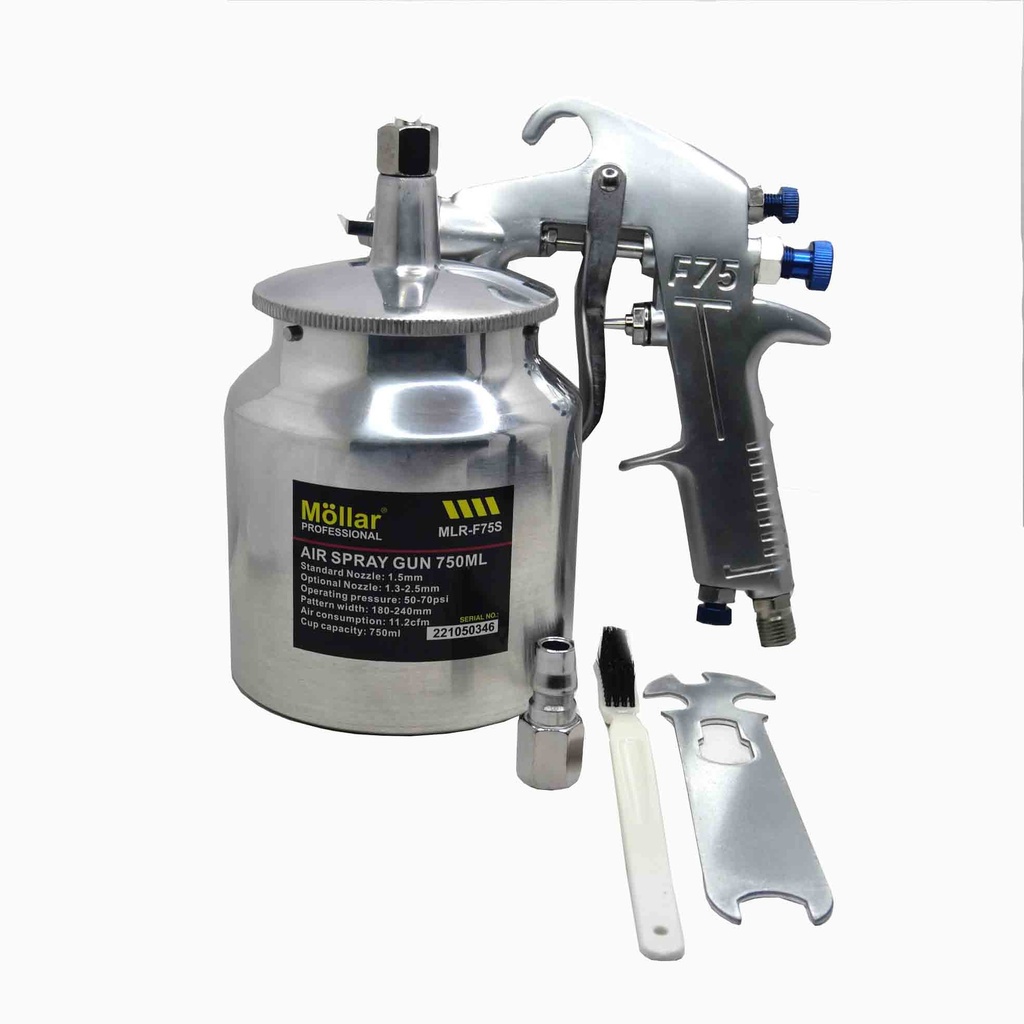 MOLLAR AIR SPRAY GUN F75S CAT SEMPROT TABUNG BAWAH