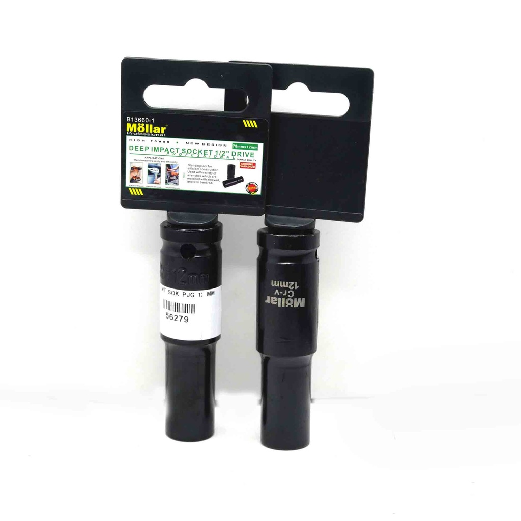 MOLLAR MATA SOK HITAM PANJANG 12 MM / DEEP IMPACT SOCKET 1/2 INCHI